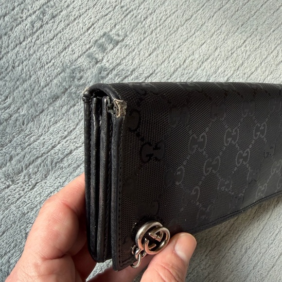 Gucci Carbon Fiber Long Wallet Black Checkbook Style w/ original dust bag & box - Picture 11 of 15